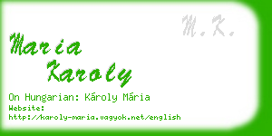 maria karoly business card